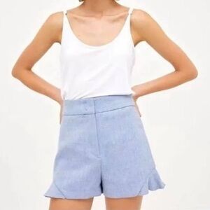 Zara Basic High Waist Women's Ruffle Mini Shorts